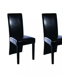 Židle Jídelní židle 2 ks umělá kůže / dřevo Dekorhome Tmavě hnědá