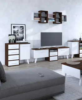 TV stolky ArtCross TV stolek NORDIS-14 | 3D Barva: dub sonoma světlý/bílá