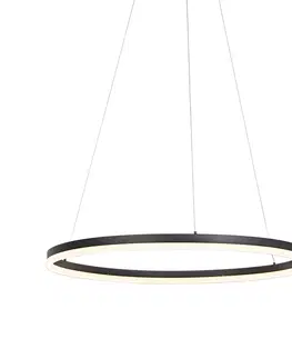 Zavesna svitidla Designová kruhová závěsná lampa černá 80cm včetně LED a stmívače - Anello