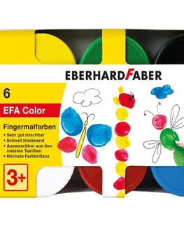 Hračky EFA - Barvy prstové 40 ml - sada 6 základních barev