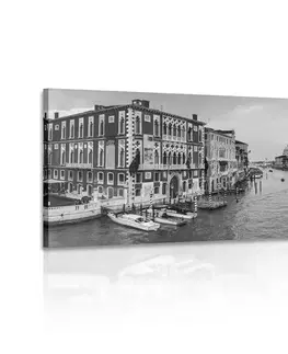 Černobílé obrazy Obraz slavné kanály v Benátkách v černobílém provedení