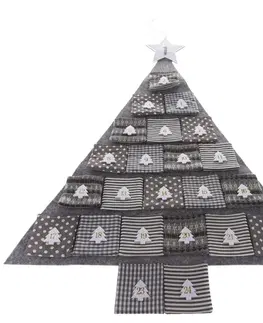 Vánoční dekorace Textilní adventní kalendář Gray tree, 68 x 68 cm