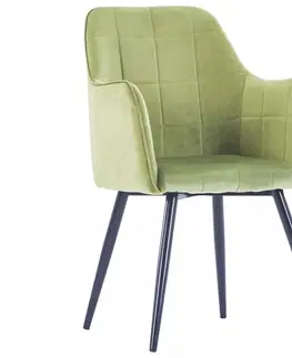 Židle Jídelní židle 6 ks samet / ocel Dekorhome Zelená