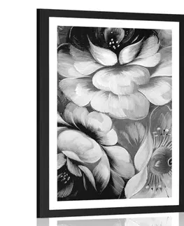Černobílé Plakát s paspartou impresionistický svět květin v černobílém provedení