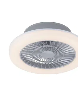 LED stropní svítidla LEUCHTEN DIREKT is JUST LIGHT LED stropní svítidlo kruhové v barvě oceli s ventilátorem 2700K