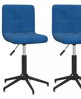Židle Otočná jídelní židle 2 ks samet / kov Dekorhome Modrá