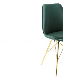 Luxusní jídelní židle Estila Designová židle Scandinavia samet tmavě zelená