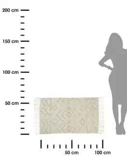 Koberce a koberečky DekorStyle Vzorovaný koberec s třásněmi SKAN 60x90 cm béžový
