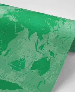 Tapety mapy Tapeta rustikální mapa světa v zelené barvě