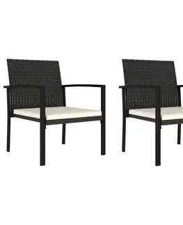 Zahradní židle Zahradní židle 2 ks polyratan / látka Dekorhome Černá
