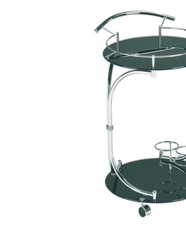 Konferenční stolky ESCULENT servírovací stolek, černé sklo/chrom
