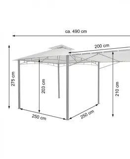 Zahradní pergoly Pergola se stahovací střechou 2,5x2,5 m Šedá