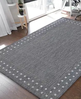 Skandinávské koberce Luxusní oboustranný šedý koberec s ozdobným okrajem Šířka: 80 cm | Délka: 150 cm