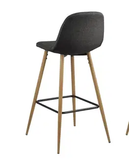 Barové židle Dkton Designová barová židle Nayeli šedá a přírodní