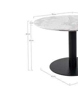 Konferenční stolky Norddan Kulatý konferenční stolek Kane 70 cm imitace mramoru / černý