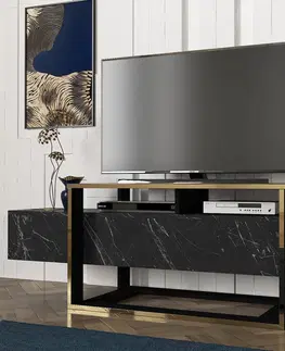 Televizní stolky Televizní stolek BIANCO černý, zlatý