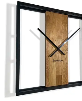 Nástěnné hodiny Designové nástěnné hodiny v kombinaci dřeva a kovu 50 cm