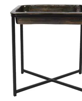 Konferenční stolky Vintage odkládací stolek s měděným provedením Marrok - 38*29*42 cm Clayre & Eef 50420S