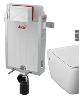 WC sedátka ALCADRAIN Renovmodul předstěnový instalační systém bez tlačítka + WC JIKA PURE + SEDÁTKO DURAPLAST AM115/1000 X PU1