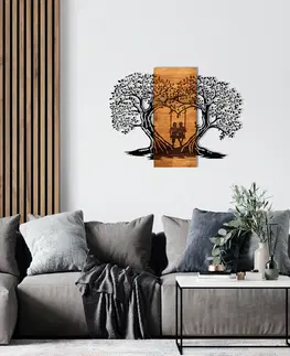 Nástěnné dekorace Nástěnná kovová dekorace STROMY 76 cm dřevo