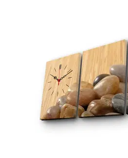 Hodiny Wallity 3 dílné dekorativní nástěnné hodiny Lora hnědé