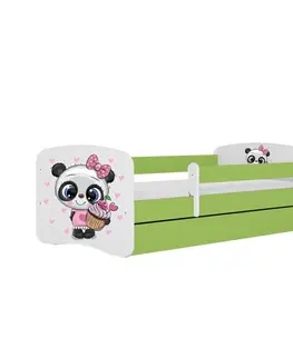 Dětské postýlky Kocot kids Dětská postel Babydreams panda zelená, varianta 80x180, bez šuplíků, s matrací