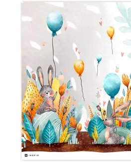 Obrazy do dětského pokoje Obraz na zeď do dětského pokoje - Zajíčky s balony