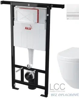 WC sedátka ALCADRAIN Jádromodul předstěnový instalační systém s bílým tlačítkem M1710 + WC LAUFEN PRO LCC RIMLESS + SEDÁTKO AM102/1120 M1710 LP2