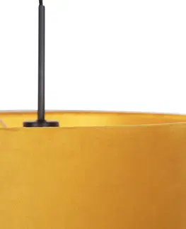 Zavesna svitidla Závěsná lampa s velurovým odstínem žlutá se zlatem 40 cm - Combi