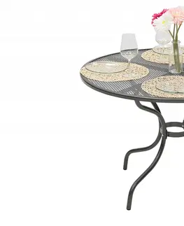 Zahradní stolky DEOKORK Kovový stůl bez otvoru na slunečník ø105 cm