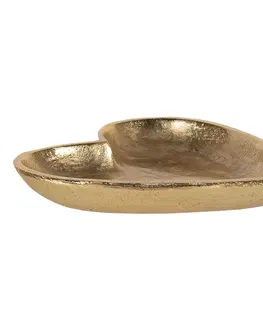 Talíře Zlatý dekorativní talíř z hliníku ve tvaru srdce  M - 17*17*2 cm Clayre & Eef 6AL0052