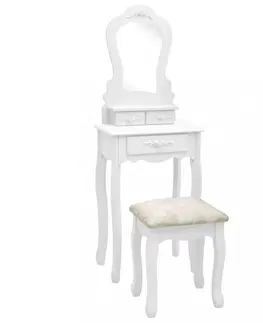 Toaletní Toaletní stolek s taburetem Dekorhome Bílá