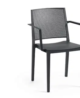 Zahradní židle a křesla Plastové křeslo s područkami STOCKHOLM (různé barvy) antracit