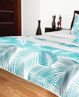 Přehozy na postel 3D s barevným potiskem Přehozy přes postel bílé s modrým potiskem