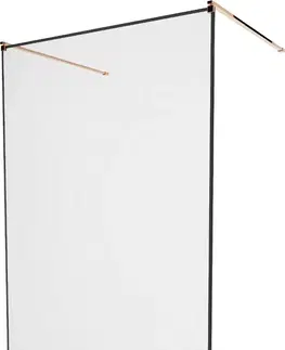 Sprchové zástěny MEXEN/S KIOTO samostatně stojící sprchová zástěna 110 x 200, transparent/černá vzor 8 mm, růžové zlato 800-110-002-60-70
