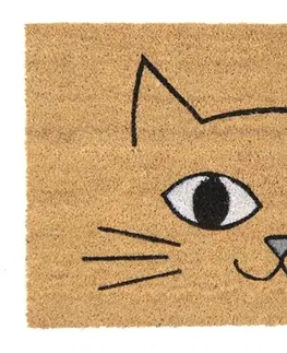 Rohožky Kokosová rohožka s obličejem kočky - 75*45*1 cm Clayre & Eef MC231