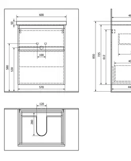 Koupelnový nábytek AQUALINE ALTAIR umyvadlová skříňka 57x72,5x45cm, černá mat AI660
