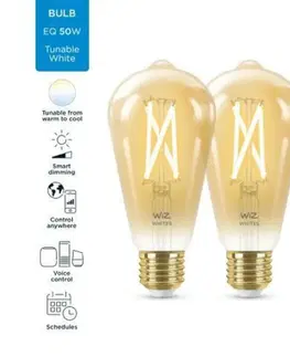 LED žárovky WiZ SET 2x LED žárovka E27 ST64 Filmant amber 6,7W (50W) 640lm 2000-5000K IP20, stmívatelné