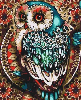 Zvířata Malování podle čísel sova v barevné mozaice