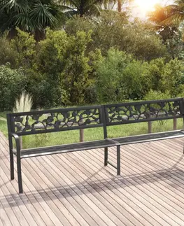 Zahradní lavice Dvojitá zahradní lavička kov Dekorhome Černá