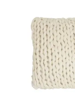 Dekorační polštáře Pletený krémový polštář Tricot white - 40*40 cm J-Line by Jolipa 98208