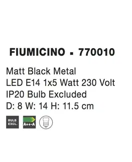 Industriální bodová svítidla NOVA LUCE bodové svítidlo FIUMICINO matný černý kov E14 1x5W 230V IP20 bez žárovky 770010