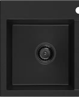 Sifony k pračkám MEXEN/S Hektor granitový dřez 2-bowl 800 x 480 mm, černá, černý sifon 6521802000-77-B