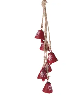 Vánoční dekorace Sada kovových závěsných zvonečků 6 ks, červená