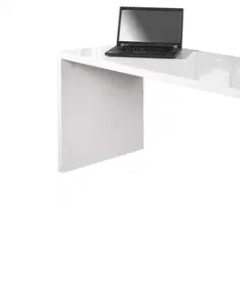 Psací stoly LuxD Kancelářský stůl Barter 160cm bílý vysoký lesk