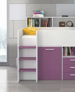 Postele ArtCross Dětská vyvýšená postel NEO | levá barevné provedení: dub craft zlatý / dub craft bílý