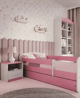 Dětské postýlky Kocot kids Dětská postel Babydreams mýval růžová, varianta 80x180, se šuplíky, bez matrace