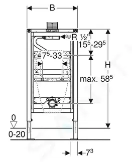 Záchody GEBERIT Duofix Montážní prvek pro pisoár, 98 cm, univerzální, pro ovládání shora 111.617.00.1