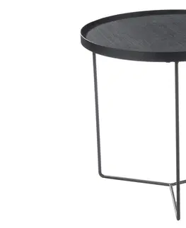 Konferenční stolky Dřevěný kulatý odkládací stolek s kovovou konstrukcí - Ø 50,5, v: 50 cm J-Line by Jolipa 80423