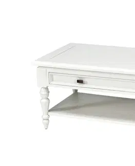 Designové a luxusní konferenční stolky Estila Luxusní provence konferenční stolek Belliene v bílé barvě s polohovatelnou vrchní deskou 122cm